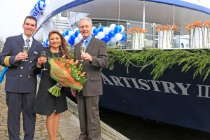 At the launch of Avalon Artistry II (from left): Captain Milos Laskovich; Baron Travel CEO and President Marilen Sandejas-Yaptangco; and Avalon Waterways Managing Director Patrick Clark. Photo Credit: Avalon Waterways