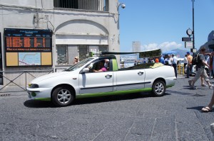 Wonder if one of these funky coloured convertibles will be used when touring Capri? Photo: Natalie Aroyan