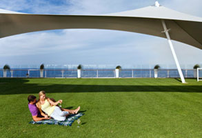 Enjoy the lush Lawn Club aboard Celebrity Solstice on sailings to New Zealand. Photo Credit: Celebrity Cruises