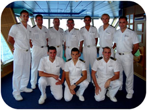 Captain Leotta (centre) with his team of bridge officers.
