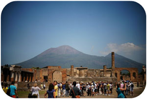 Vesuvius overlooks the now bustling tourist attraction