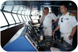 Captain Økland rings in some Louis Armstrong for sailaway 