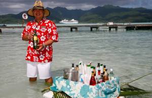 Floating bar in an island paradise. Photo Credit: Paul Gauguin Cruises