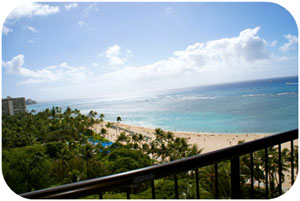 The view from room 1212 in the Ali'i Tower at HIlton Hawaiian Village